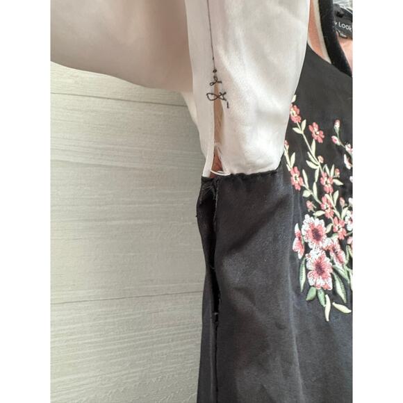 Outer Edge Floral Embroidered Black and Pink Bomber Jacket - Picture 4 of 8